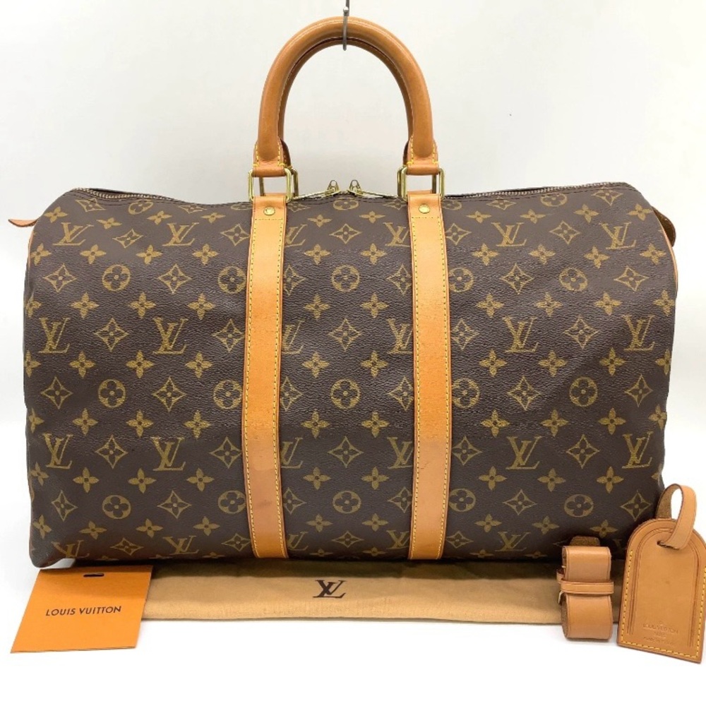 Sold Auth Louis Vuitton Monogram Keepall 45 M41428 Boston Bag W/Bag/Nametag